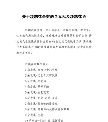 玫瑰花的寓意与花语（爱情之花与多彩人生）