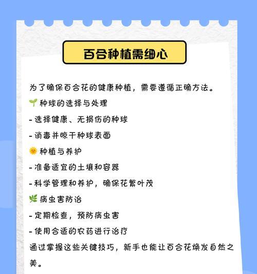 百合花的最佳种植时间是什么时候？种植百合需要注意什么？